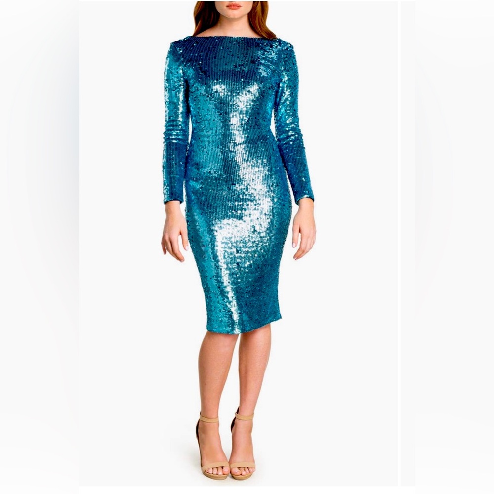 Gorgeous sequin “Dress The Population” Emery long sleeve sequin dress.